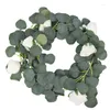 Fleurs décoratives SV-3Pcs 6.5 pieds guirlande d'eucalyptus artificielle avec fleur fausse soie verdure feuille suspendue vigne pour la décoration de mariage