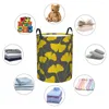 Laundry Bags Folding Basket Ginkgo Biloba Dirty Clothes Storage Bucket Wardrobe Clothing Organizer Hamper