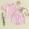 Kleding Sets Trigren baby Baby Boy Girl Summer Outfit Checkerboard Patroon korte mouw T-shirt en shorts 2 stks casual peuter kleding