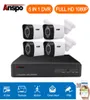 Anspo 4CH 1080P CCTV Sistema de câmera de segurança 5 em 1 DVR IRcut Vigilância doméstica à prova d'água externa branca Color2238615