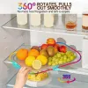 Racks Lazy Susan Turntable Organizer For Refrigerator 360 Rotatable Rectangle Storage Rack Clear Turntable Rack For Kitchen Cabinet