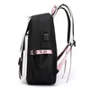 Skolväskor stora för mode svartrosa tonårs ryggsäck tonårsflickor USB -port canvas skolväska student bokpåse mochila
