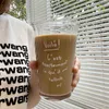 Verres à vin 380ML, tasse en verre coréen Simple rétro français grande capacité fille lettre glace tasse à lait américain verres à café