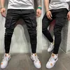 Mens Jeans New Black Biker Cargo Men Mti-Pocket Slim Fit Joggers Trousers Ripped Hole Motorcycle Streetwear Denim Pencil Pants Drop De Dhvm6