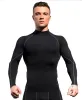 turtleneck Compri Gym Lg Sleeve Shirt Workout T Shirt Men Bodybuilding Tight Clothing Fitn Mens Sports Tee Shirt P0OI#