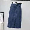 Skirts Denim Skirt Women High Waist Long A-line Office Lady Retro Plus Size Streetwear Blue Pencil For Womens