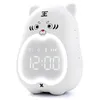 Clocks Accessories Kids Alarm Clock Cute Tiger Digital For Bedside Children Sleep Trainier Wake Up Night Light White