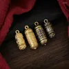 Lagringsflaskor ihålig mässing Buddha Bottle Sutra Cylinder Pendant Keychain Halsband smycken handgjorda vintage container nyckelringar