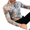 2022 Hommes Chemises Impression Busin Casual Dr Chemise Printemps Lg Manches Social Party Streetwear Blouse Plus Taille S-4XL l3bq #