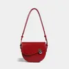 Kvällspåsar Mabula Woman's Red Simple Shoulder Bag Vegant Leather Sadel Purse Kvinnlig högkvalitativ klaffskydd Sling Crossbody Plånbok