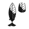 حاملي الشموع KX4B Iron Black Candlestick Holder Leaf Metal Stand for Home Room Decor