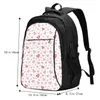 Sac à dos Rose Love Heart Pattern Grande capacité Carnet d'école Mode Étanche Réglable Voyage Sports