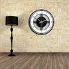 Horloges murales Round Acrylique Clow Music Disque Élégant noir et blanc pour décor Bar de chambre à coucher ménage sans (noir)