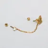 Stud Earrings 1PC Desgin Stainless Steel Chain Tassel Tragus Lobe Double Piercing Butterfly CZ Studs Body Jewelry