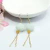 Dangle Earrings Natural Burmese Jadeite 925 Silver Jade Flower Tassel Fashion Charm Jewelry Accessories Amulet Gifts For Women Luxury