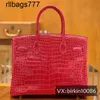 Sac à main en cuir véritable Bk Luxurys Serrure entièrement cousue à la main 30 Portable Grand Brillant Baie Inversée Crocodile Luxe Femme