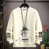 autumn Men's Sweatshirt Adolescent Astraut Printed Lg Sleeve T-shirt Fi Men's Clothing Grey O Neck Harajuku Top New A0DO#