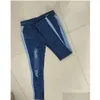 Jeans masculinos homens rasgados lado vintage listrado lápis calças masculino distrressed magro ajuste magro com entrega de gota vestuário dhugz