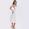 Robe blanche mi-longue Sexy à bretelles en dentelle pour filles, vêtements d'été pour femmes, nouvelle collection, 439023