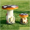 Mobilier de camp Table de fruits de dessin animé en plein air et ornements de chaise Frp Scpture Champignon Villa Jardin Cam Chaises Tabouret décoratif Drop Deli Otdoc