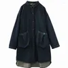 Women's Trench Coats SuperAen Spring 2024 Denim Shirt Lapel Collar Mid Length Casual Oversize Coat