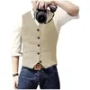 blue Men's Suit Vest Single Breasted Woolen Blended Mens Vest Denim Jeans Waistcoat Jacket Slim Fit Casual Formal Busin s91G#