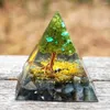 Dekoratif figürinler el yapımı orgonit piramit 60mm yaşam ağacı gri ay taş iyileştirici kristal reiki orgone chakra emf koruma