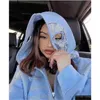 Heren Hoodies Sweatshirts Mode Skelet Steentjes Witte Zip Up Hoodie Mannen Vrouwen Y2K Kleding Lange Mouw Hip Hop Drop Delivery App Ot0Qi