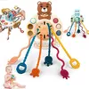 Intelligence toys Montessori Octopus Pull String Toys Silicone Teething Toy for 1-3 Years Infant DEvelop Activity Motor Skills Baby Sensory 24327