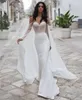 Винтажное длинное креповое свадебное платье с бисером и кружевом цвета слоновой кости, покрытые пуговицами сзади, с скользящим шлейфом, Vestidos de Novia Abendkleider, свадебные платья для женщин