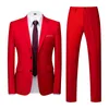 Blazer e pantaloni da uomo formale Busin banchetto sposo abito da sposa 2 pezzi di grandi dimensioni 6XL colore puro uomo slim fit smoking Dr Set 70Kc #