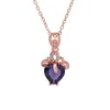 Pendentifs KOFSAC 925 colliers en argent Sterling pour femmes cadeau de fiançailles exquis Zircon violet coeur pendentif clavicule chaîne bijoux