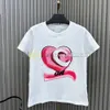 ハートプリントTシャツ女性半袖ティー春夏通気性Tシャツデザイナーカジュアルティー