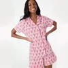 Femmes mignon rouleau lapin pyjamas Y2k singe préfabriqué impression 2 pièces pyjama ensemble chemise à manches courtes Pj Shorts ensemble tenue décontractée 240301