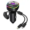 K2 Car USB Charger One to Two Fast Charging Cable PD66W Car Charging Fast Charging Wholesale Colorful Atmosphere Light Voltage Check