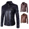 Col montant Veste en cuir de moto Manteau 2023 Automne Hiver Nouveaux hommes Casual Fi Trendy Manteau en cuir pour hommes i1qb #