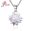 Chains Brand Women Flower 925 Sterling Silver Cubic Zircon Necklaces Clear Crystal Pendant Necklace Wedding Party Jewelry