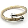 Fashion Women Men Twisted Cable Bangles Color Rose Gold Steel Thick Cable Wire Cuff Bracelet Pulseiras Jewelry 240312