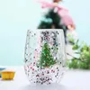 Verres à vin à Double couche, verre à paillettes, tasse d'arbre de noël, n'a pas peur de la chaleur ni des cadeaux de l'année