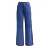 Jeans pour femmes Streetwear Femmes Lavé Denim Pantalon droit Printemps Automne Élastique Casual Dames Do-Old Pantalon taille haute