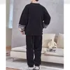 Mannen Nachtkleding 2024 Adolescent Pyjama Mannen Winter Koraal Fluwelen Gewatteerde Loungewear Pak Student Jongen Plus Size Flanel Homewear