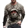 Homens camisetas Vintage Indianos Estilo 3D Impressão Outono Mens Redondo Pescoço T-shirt com Manga Longa Camisola Moda Mens Roupas 240327