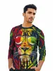 T-shirt manica lunga girocollo da uomo Li dipinta a mano T-shirt full body stampata in 3D Fi Top modello animale T-shirt popolari in poliestere m3Qb #