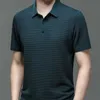 Upto 4XL Летняя мужская рубашка-поло с короткими рукавами и открытыми плечами, дышащая деловая модная футболка из ледяного шелка, мужская брендовая одежда 240320