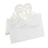 Feestdecoratie 85AC 50 stuks liefde hart gesneden bruiloft tafel naam plaatskaarten gunst decor