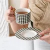 Cups Saucers Creative Design Nordic Style Ceramic Coffee Cup Afternoon Tea and Saucer Set With Spoon Mugg Office Home Drinking redskap