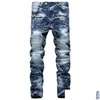 Men'S Jeans Jewuto Men Brand High Quality Hole Straight Moto Biker Denim Pants For Black Blue Drop Delivery Apparel Clothing Dhan6