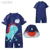 One-Pieces Boys 2024 Dinosaur UV Baby Bathing Suit Boy Kids One Piece Swimming Suit Toddler Boy Swimsuits Bath Clothes Childrens Swimsuit 24327