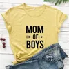 Women's T Shirts Cotton Mom of Boys T-shirt Söt mors dag t-shirt roligt liv tee shirt topp