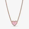 100% 925 Sterling Silver Pink Swirl Heart Collier Necklace Fashion Women Wedding Engagement Jewelry Accessories268m